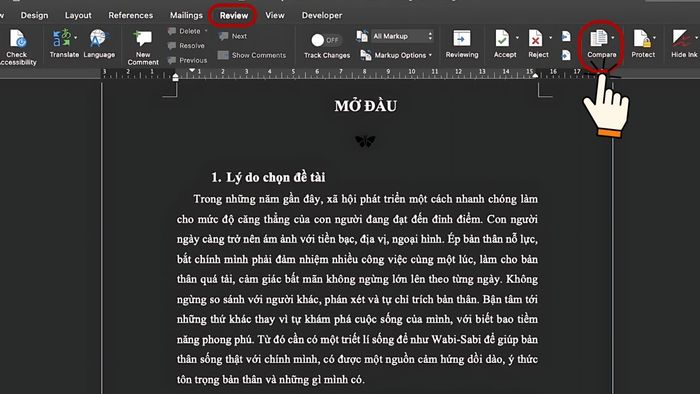 Hướng dẫn so sánh hai file Word bằng tính năng Compare - Bước 1